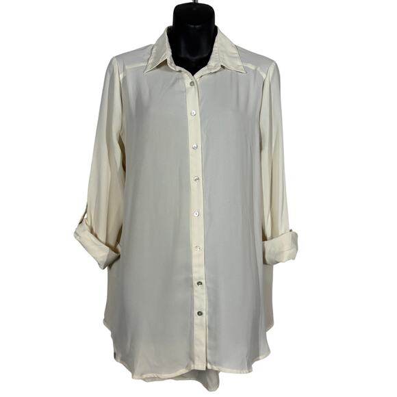 Taylor & Sage Crocheted Button Down - L - Picture 1 of 6